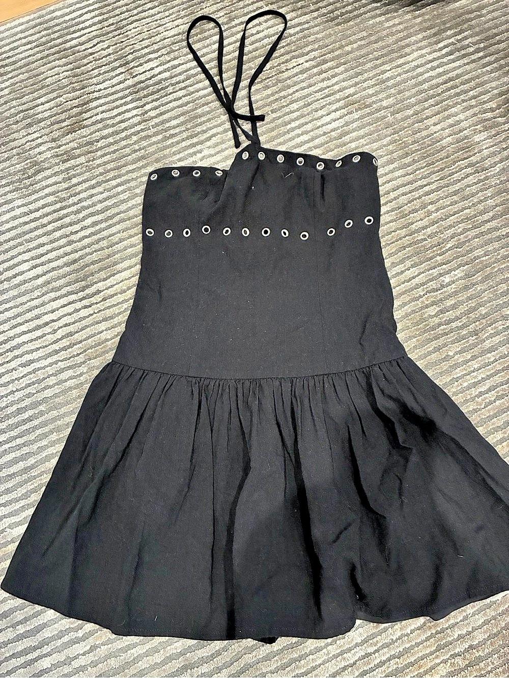 Black Eyelet Mini Dress Like New